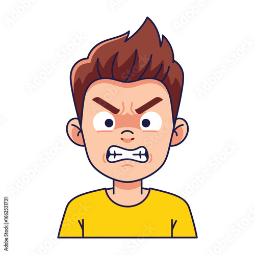 Rage Expression: An illustrative depiction of a person's face contorted in a display of intense anger. It's a striking visual representation of the raw emotion of fury.