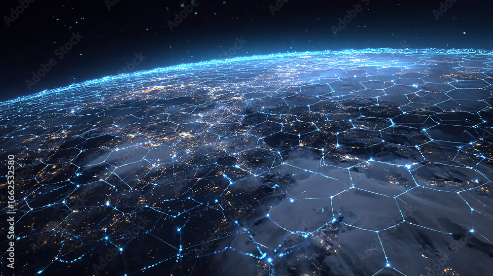 Obraz premium Global Network: Illuminated Earth from Space