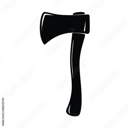 Black silhouette of a classic axe with a wooden handle.