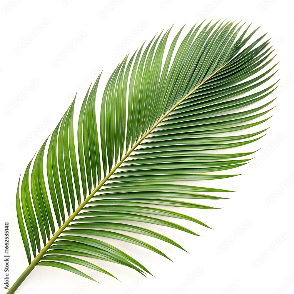 Obraz premium Coconut leaf isolated on white background with green tropical texture realistic detail and design