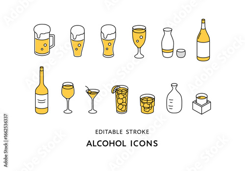 いろんなお酒・アルコールのアイコンセット