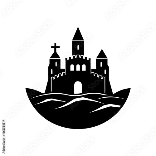 old crusader castle silhouette black icon