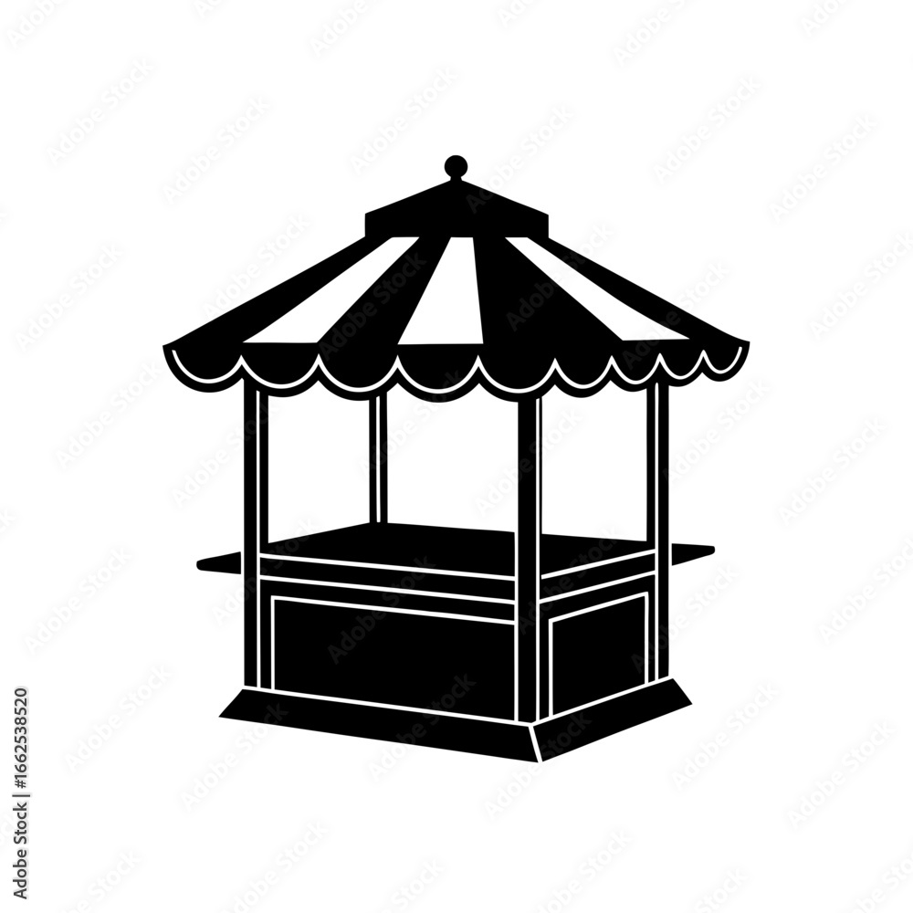 Obraz premium street kiosk silhouette black vector