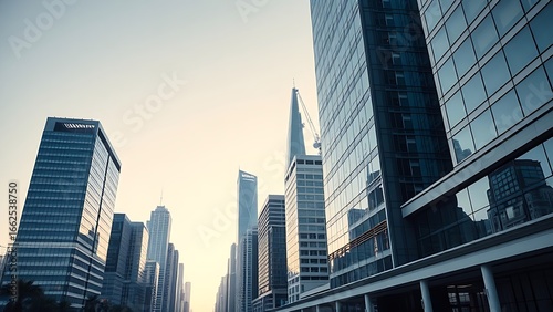 Wallpaper Mural A modern urban skyline with sleek architecture, presented in a clean daytime composition. Torontodigital.ca