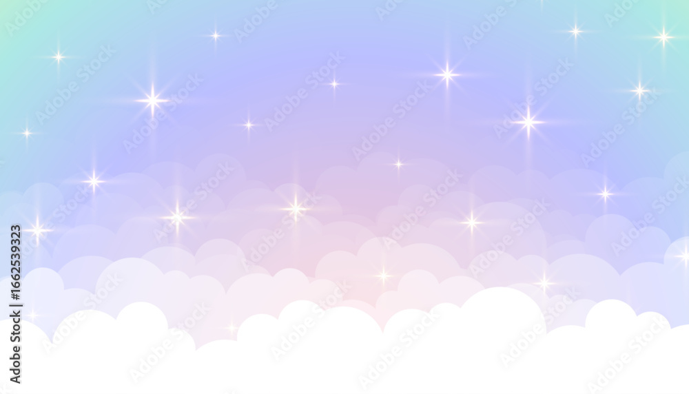 Fototapeta premium paper style dreamy clouds and shiny stars wallpaper for comic backdrop design