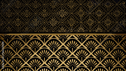 Elegant art deco black and gold geometric pattern background