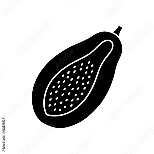 vector silhouette of a whole  oblong cartoon papay