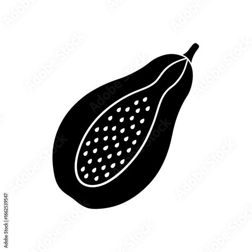 vector silhouette of a whole  oblong cartoon papay