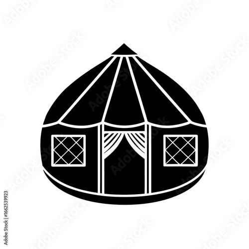 yurt round tent silhouette black vector