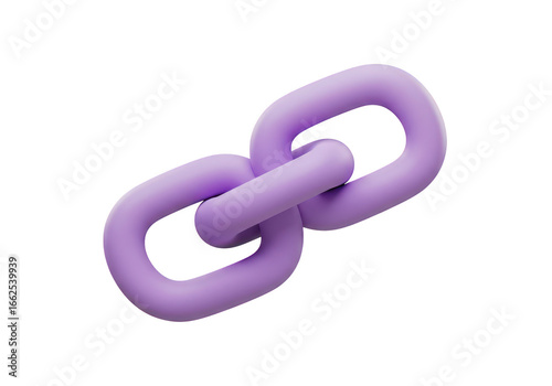 Purple chain link symbol, isolated on transparent background