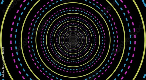 Round circles loops animation ,Seamless hypnotic white and black tunnel animation with optical illusion effect.infinite zoom loop illusion, futuristic abstract digital art video .