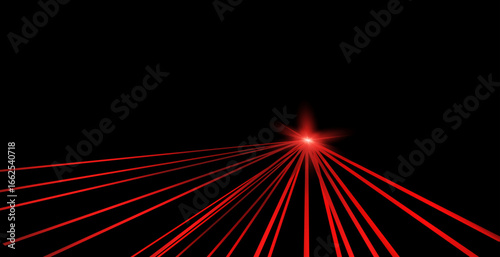 Abstract red laser beam. Transparent isolated on black background. Vector illustration.