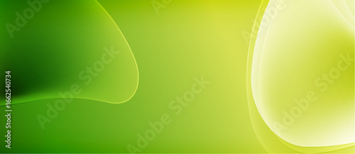 Abstract green background. Smooth curves create dynamic visual flow. Light gradients suggest depth, energy, freshness. Minimalist design.