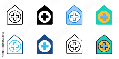 Hospital icon set multiple style collection 
