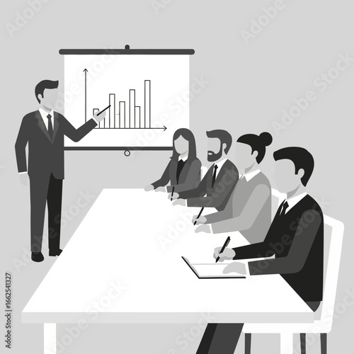 Business Presentation A Group of Professionals Attending a Meeting with Charts.