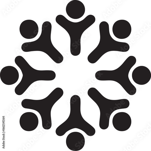 Abstract logo of multiple human silhouettes connected in a circular pattern