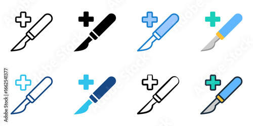 Surgeon icon set multiple style collection 
