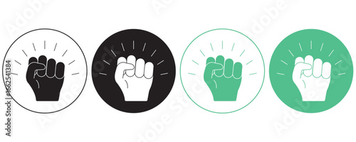Print Power, Strength, Protest, Activism, Revolution, Fist, Determination, Willpower, Solidarity, Empowerment, Resistance, Victory, Human Rights, Unity, Force vector icon illustrator