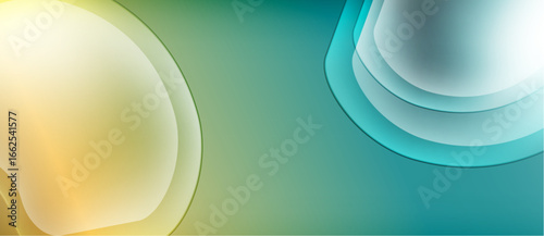 Abstract background features soft color gradients. Shapes overlap creating layered visual effect. Smooth transitions, calming aesthetic.