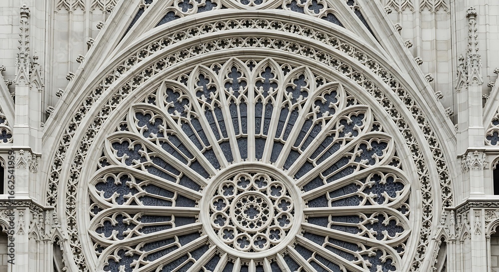 Obraz premium Intricate Gothic Rose Window Architecture Detail