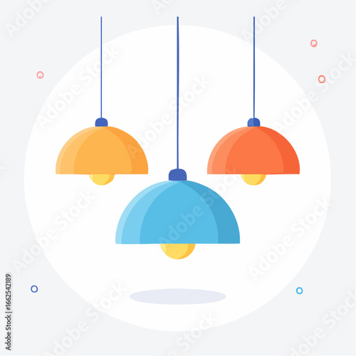 Colorful Pendant Lamps Illustration