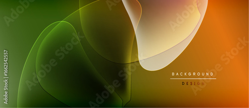 Abstract flowing shapes, vibrant gradients. Green transitions to orange, creating dynamic visual effect. Modern design element.