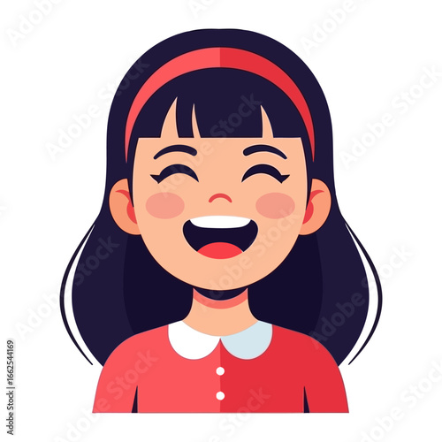 Joyful girl's face: A captivating illustration captures the essence of youthfulness and happiness through a radiant depiction of a laughing girl.