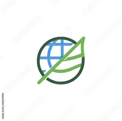 Global leaf icon illustration