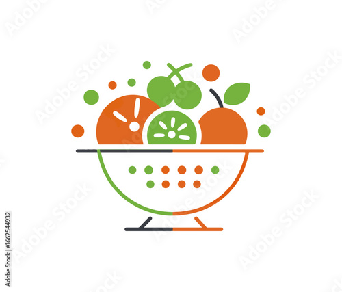 Colorful fruit bowl graphic design