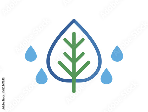 Leaf with water drops nature icon