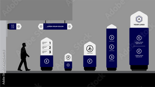 A set of outdoor and indoor signs for advertising