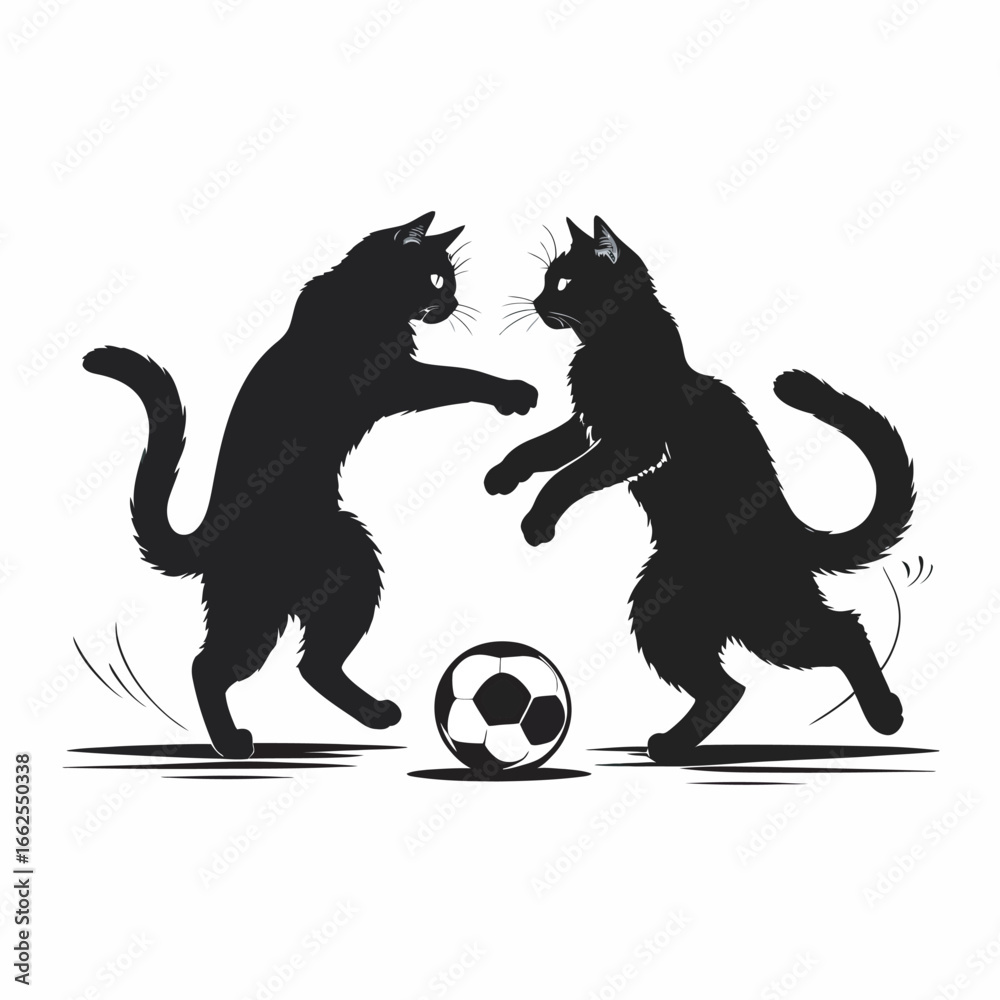 Obraz premium soccer ball with a cats