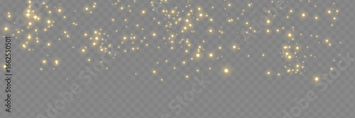 Vector sparkles on a transparent background. Christmas light effect. Sparkling magical dust particles.The dust sparks and golden stars shine with special light
