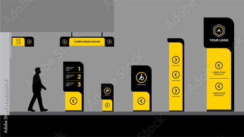 A set of outdoor and indoor signs for advertising