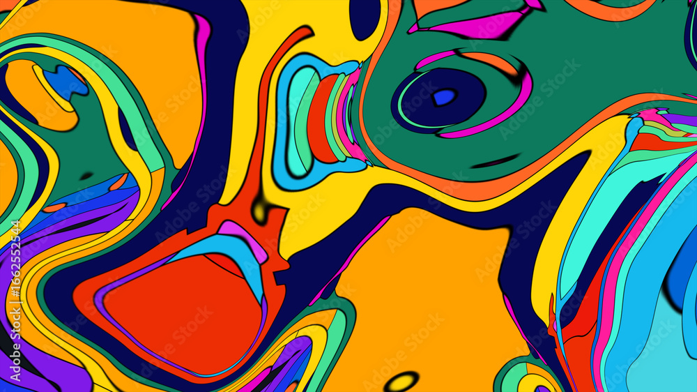 Obraz premium Colorful Fluid and Psychedelic Motion Graphic background, video for Summer Music