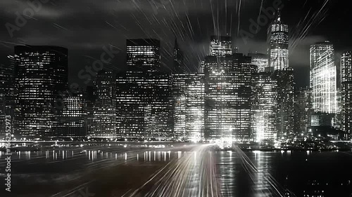 Wallpaper Mural Dynamic city skyline at night with light trails, showcasing urban energy and architecture Torontodigital.ca
