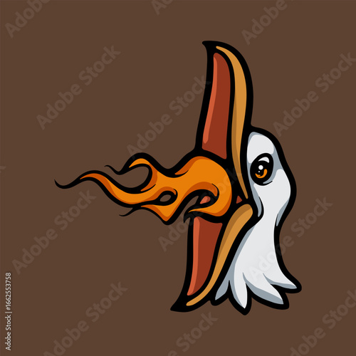 Screaming fire bird cartoon vector illustration