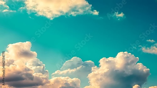 Wallpaper Mural Beautiful fluffy clouds scattered across a bright blue sky during sunset, creating a serene atmosphere Torontodigital.ca