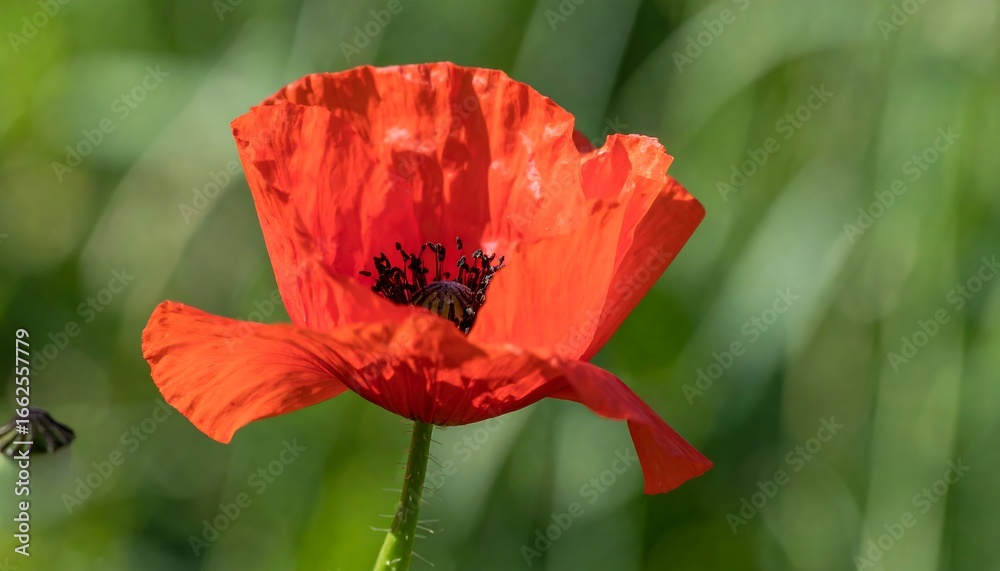 Fototapeta premium Vibrant red poppy in a field