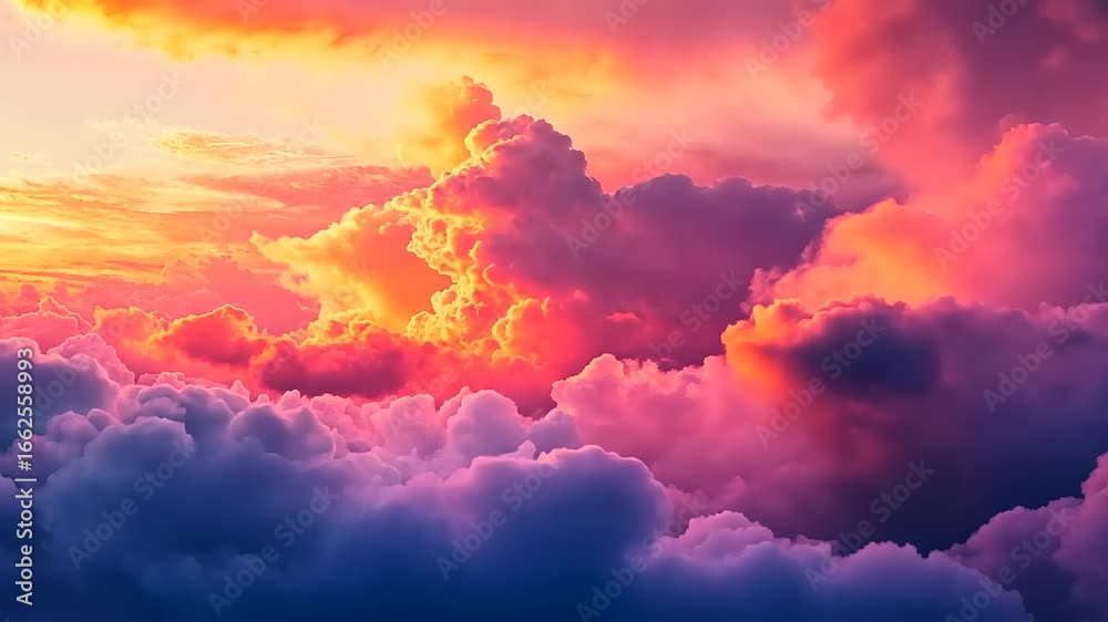 custom made wallpaper toronto digitalVibrant sunset clouds illuminated in shades of pink, orange, and purple over a serene sky