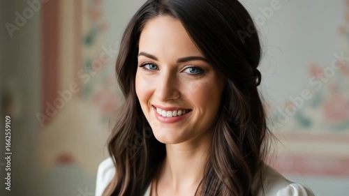 Wallpaper Mural Portrait of a beautiful woman with a warm smile, exuding confidence and grace. Torontodigital.ca