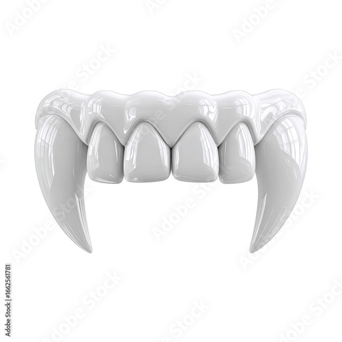 3D Render of White Vampire Fangs and Teeth