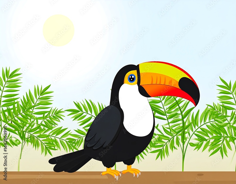 Obraz premium Toucan perched on branch