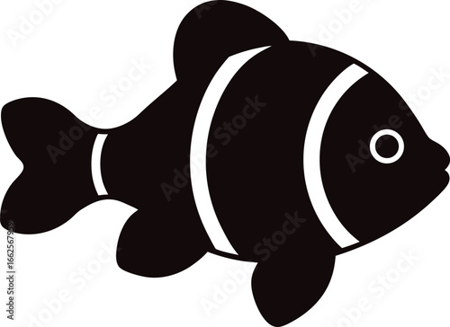 clown fish silhouette vector illustration on white background