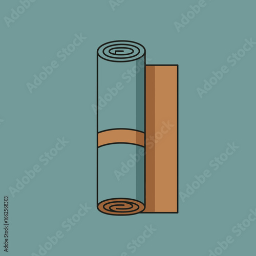 Clear glass cylinder with brown contents and orange band.