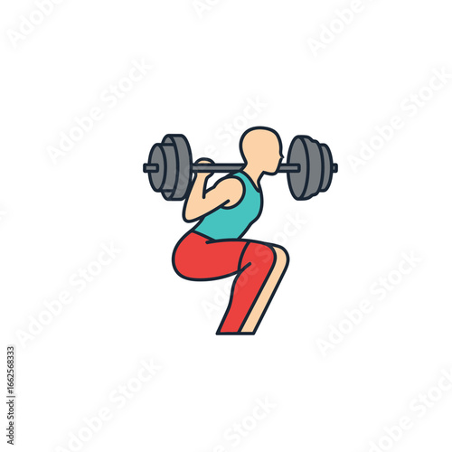 Person performing a barbell squat exercise in a gym.
