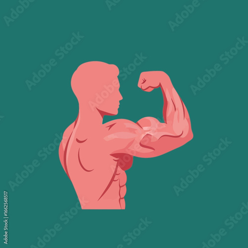 Muscular man flexing arm showing bicep strength.
