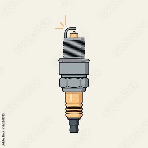 Detailed illustration of a single spark plug with a spark.
