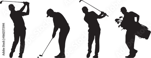 Golf Players Silhouette Vector | Golfer Poses Collection