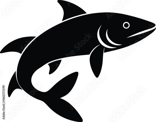 pike fish silhouette vector illustration on white background
